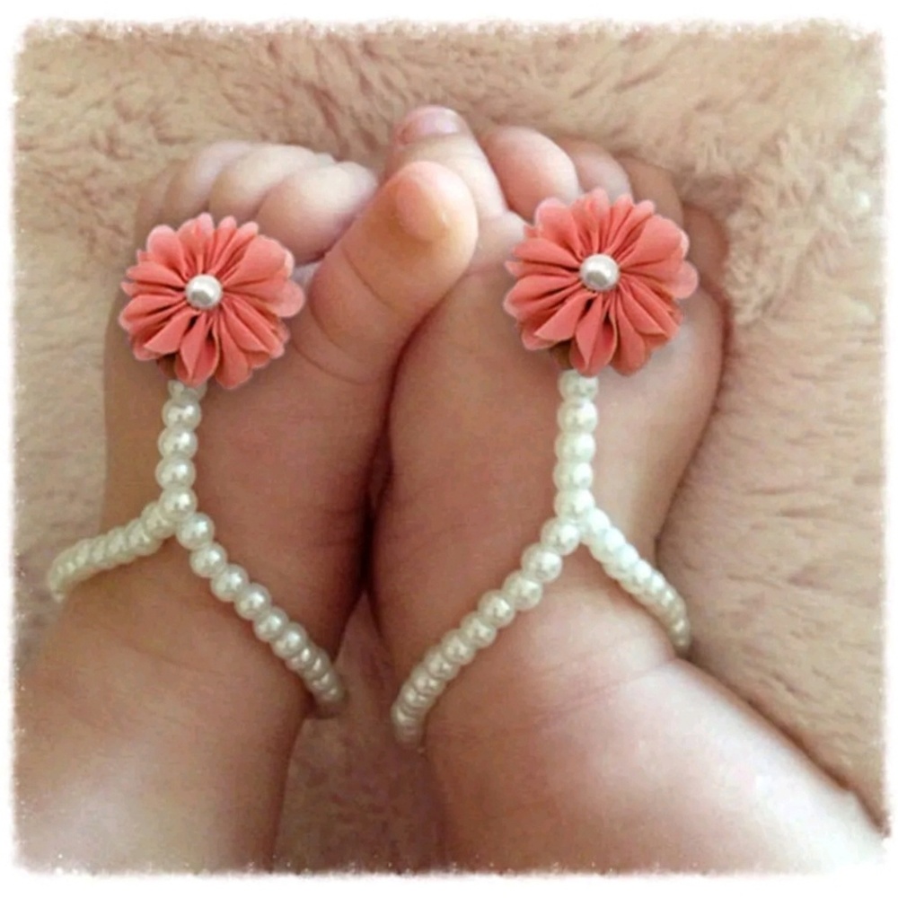 🎉HP🎉 3/$15 Baby shoeless sandals CORAL- more coming - Picture 3 of 4